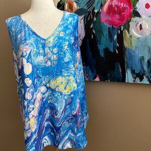 Sakurafina Monet-Inspired Abstract Print Sleeveless Top Size 1XL